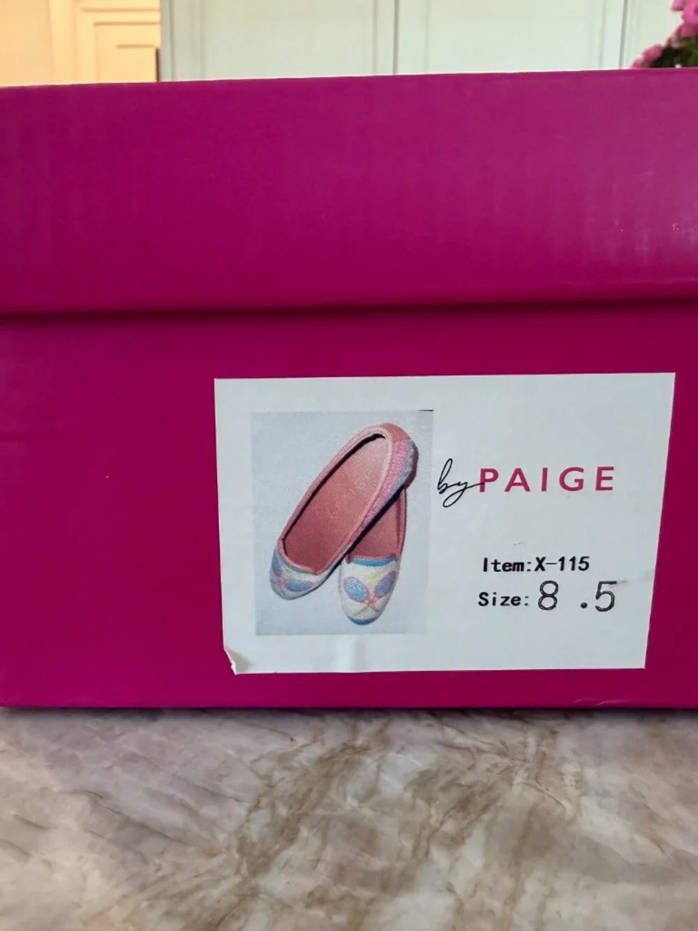 PAIGE Pink White Teal Tennis Motif Flats